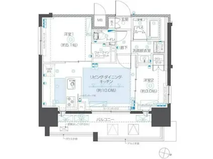 フォーラム鶴間(1LDK/5階)の間取り写真