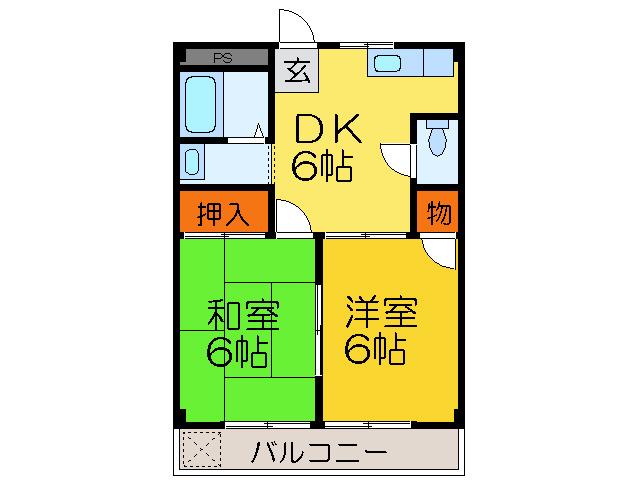 佐堂コーポ(2DK/2階)の間取り写真