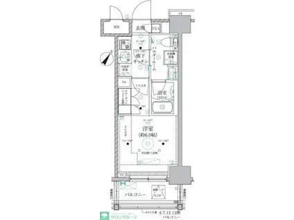 ベルグレード川崎AZ(1K/12階)の間取り写真
