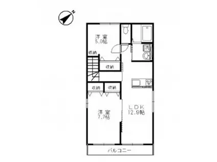 ルネス神田I(2LDK/2階)の間取り写真