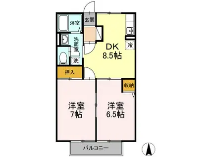 メゾン・ラ・シャンス(2DK/1階)の間取り写真