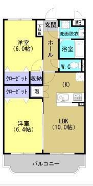 ユーミーキャッスル(2LDK/2階)の間取り写真
