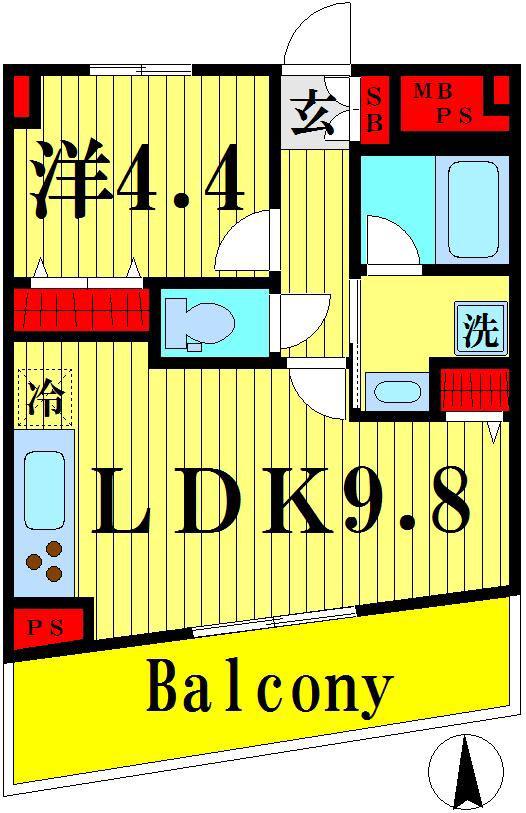 アレグリア柏屋(1LDK/5階)の間取り写真