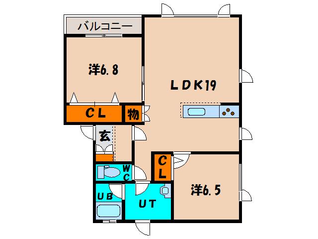 ル・レーヴ(2LDK/2階)の間取り写真