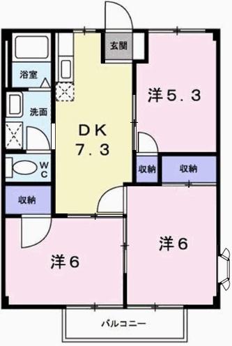 ＪＲ山陽本線 上郡駅 徒歩8分 2階建 築33年(3DK/2階)の間取り写真