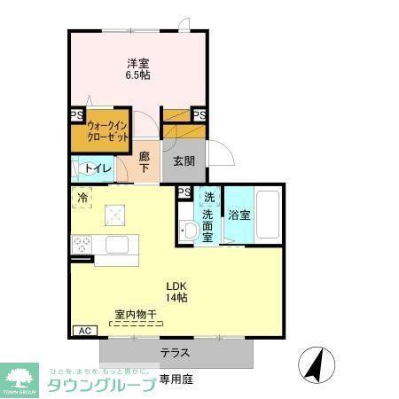プルメリア(1LDK/1階)の間取り写真