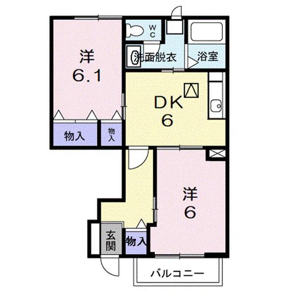 ピエ・デル・モンテ(2DK/1階)の間取り写真