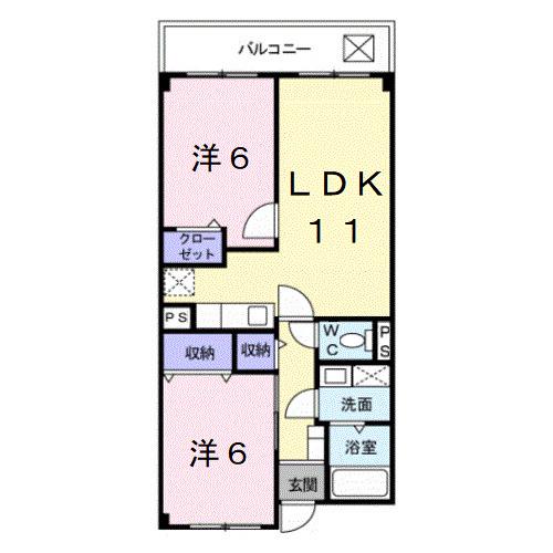レフィナード吹上(2LDK/2階)の間取り写真