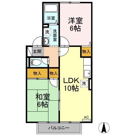 パルテール(2LDK/2階)の間取り写真