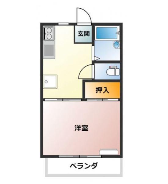 ハイツ足立(1K/2階)の間取り写真
