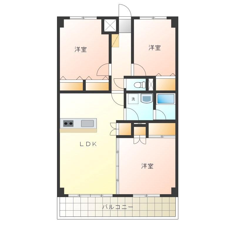 グローバル小山(3LDK/3階)の間取り写真