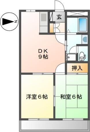 プリッツシャイン(2DK/2階)の間取り写真