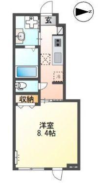 翠月荘 つむぎ(1K/1階)の間取り写真
