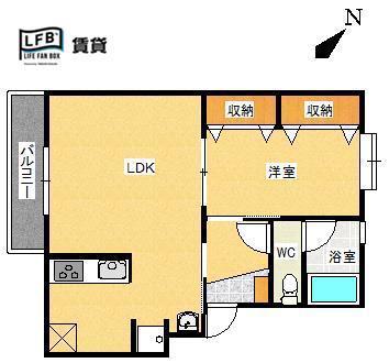 田ノ浦ハイツ(1LDK/1階)の間取り写真