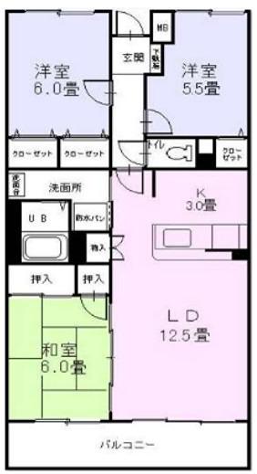 コンフォート南野(3LDK/3階)の間取り写真