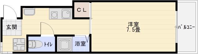 ホープハウス2(1K/2階)の間取り写真