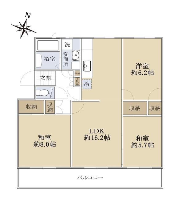川重マンション(3LDK/2階)の間取り写真