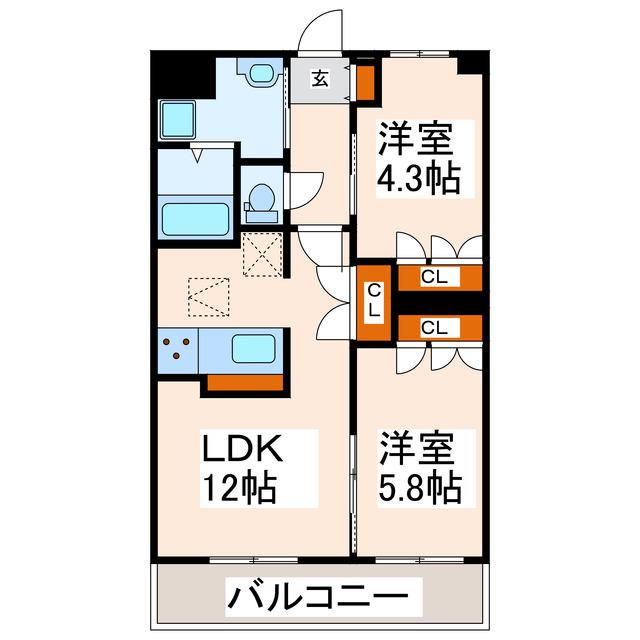KANNA-KAMUI(2LDK/4階)の間取り写真