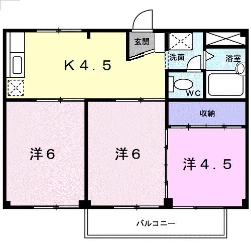 ハイツあさひ(3K/1階)の間取り写真