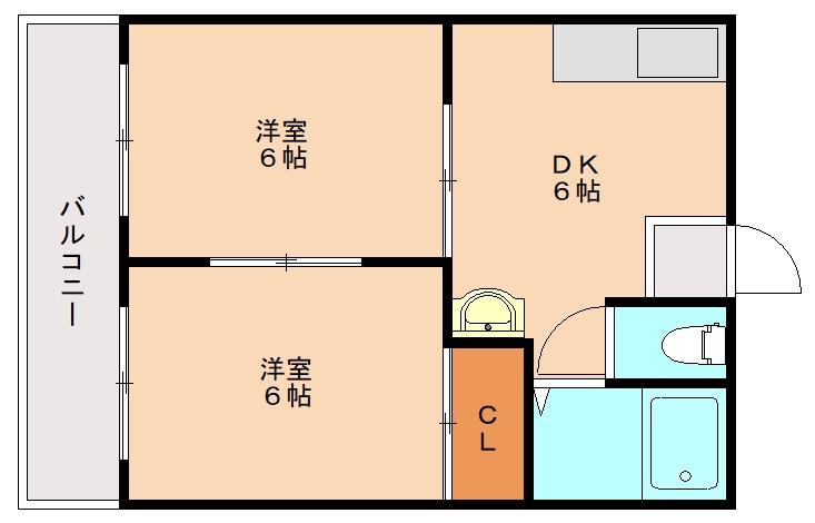 フォレストシティ和白丘 B棟(2DK/2階)の間取り写真