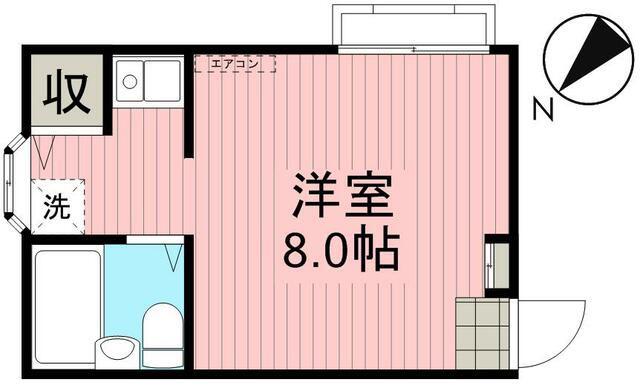 ベルエア鶴ヶ峰(ワンルーム/2階)の間取り写真
