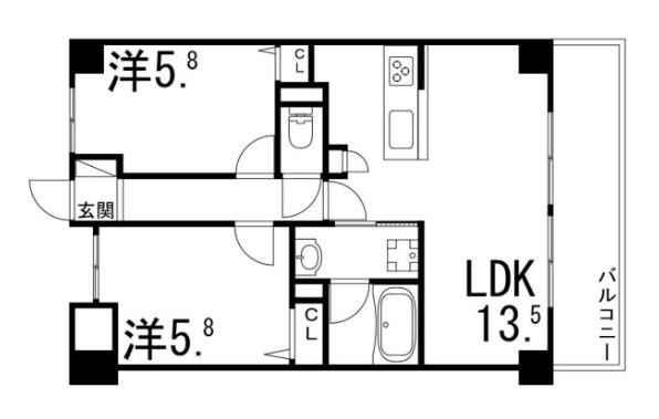 ＪＲ播但線 京口駅 徒歩9分 4階建 築6年(2LDK/1階)の間取り写真