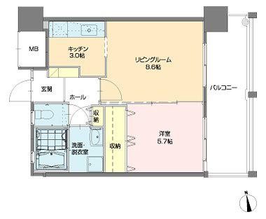 クラシオン木町アネックスI棟(1LDK/7階)の間取り写真