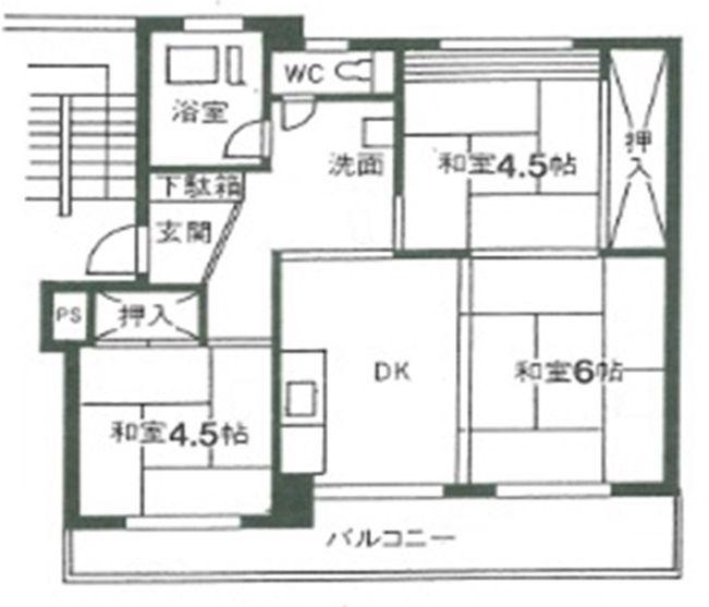 日進 2号棟 2号棟(3DK/3階)の間取り写真