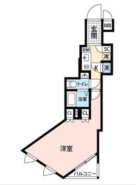 ビバリーホームズ練馬桜台(1K/2階)の間取り写真