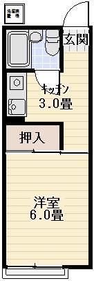 パレーシャル竹ノ塚(1K/2階)の間取り写真