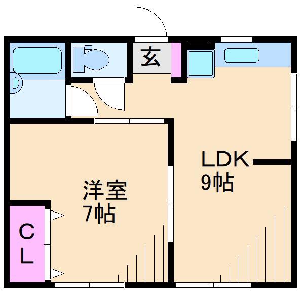 HOUSE88 D棟(1LDK/2階)の間取り写真