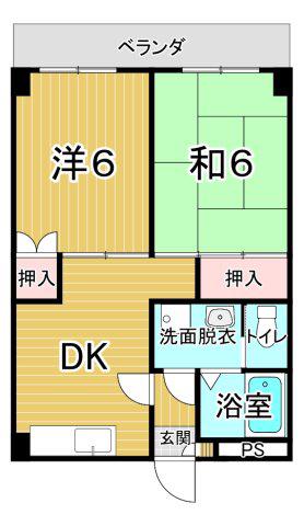 高浜第2マンション(2DK/3階)の間取り写真