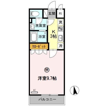 シャランテ橘II(1K/2階)の間取り写真