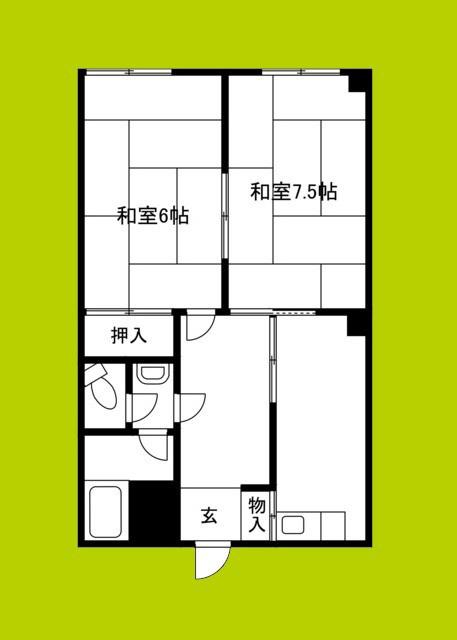 グローアメ村ビル(2DK/5階)の間取り写真