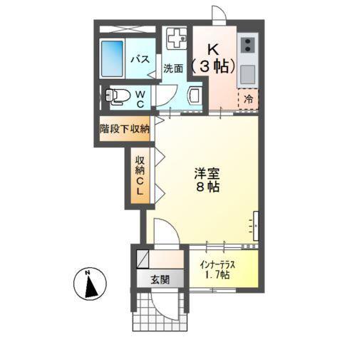 サニープレイス(1K/1階)の間取り写真