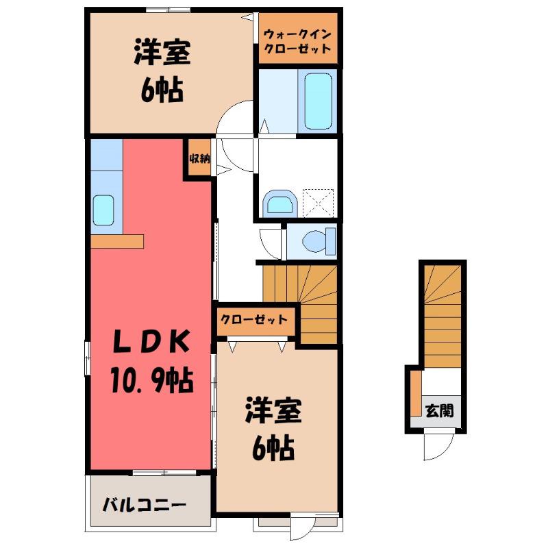 テ・ルサーマ E(2LDK/2階)の間取り写真
