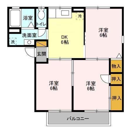 ルピナス幕張(3DK/2階)の間取り写真