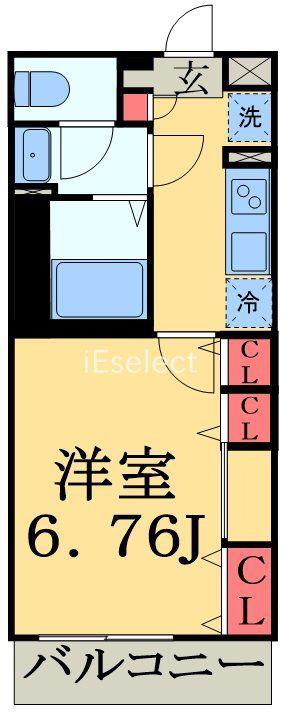 リブリ若草(1K/2階)の間取り写真