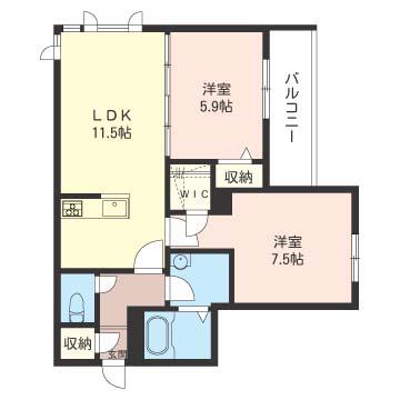 パーク マグノリア(2LDK/4階)の間取り写真