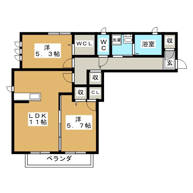 セルディーナ茅ヶ崎(2LDK/2階)の間取り写真