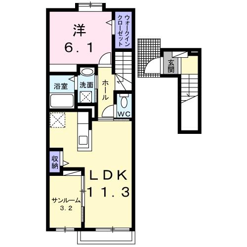野々山B(1SLDK/2階)の間取り写真