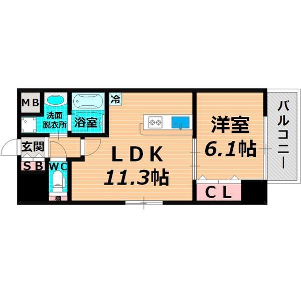 シリウス中央(1LDK/4階)の間取り写真
