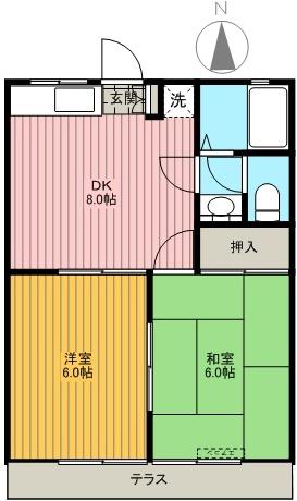 ヒマワリコーポ(2DK/1階)の間取り写真