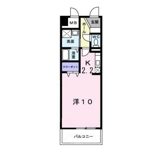 グランジュネッス(ワンルーム/6階)の間取り写真