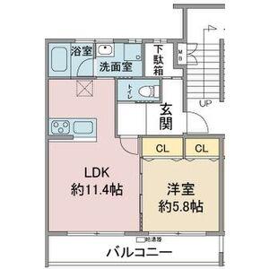 パークウエスト上社(1LDK/1階)の間取り写真