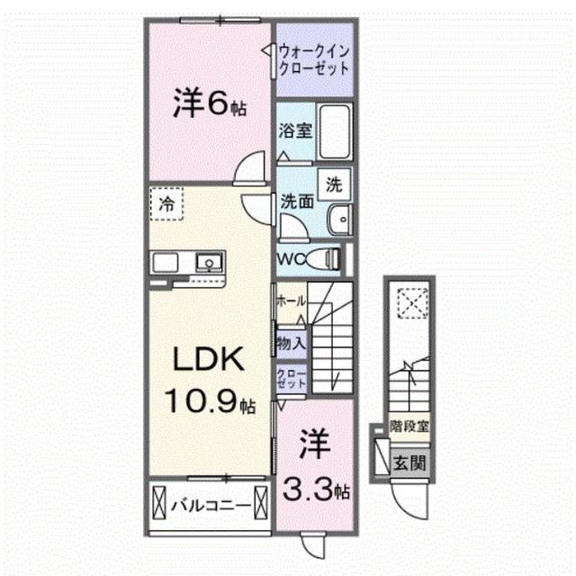 ファビオネスト駒沢(2LDK/2階)の間取り写真