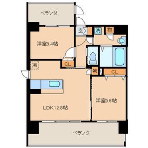 クリムゾン吉塚(2LDK/6階)の間取り写真