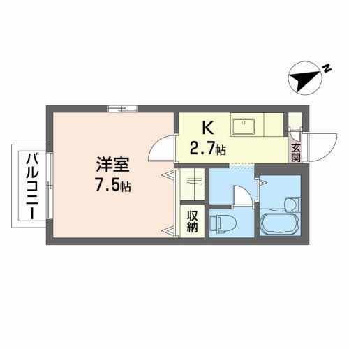 シャーメゾンディアスA(1K/2階)の間取り写真