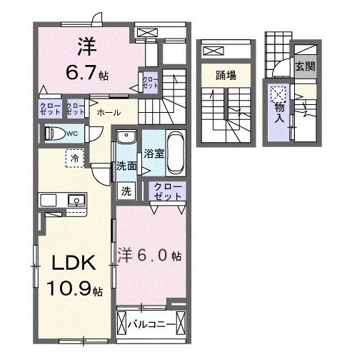 フォルトゥーナ 播磨(2LDK/3階)の間取り写真