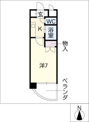 エステート記念橋(1K/3階)の間取り写真